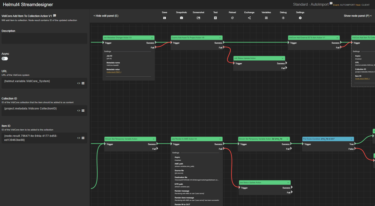 Create and edit your own workflows with Helmut4's Streamdesigner.