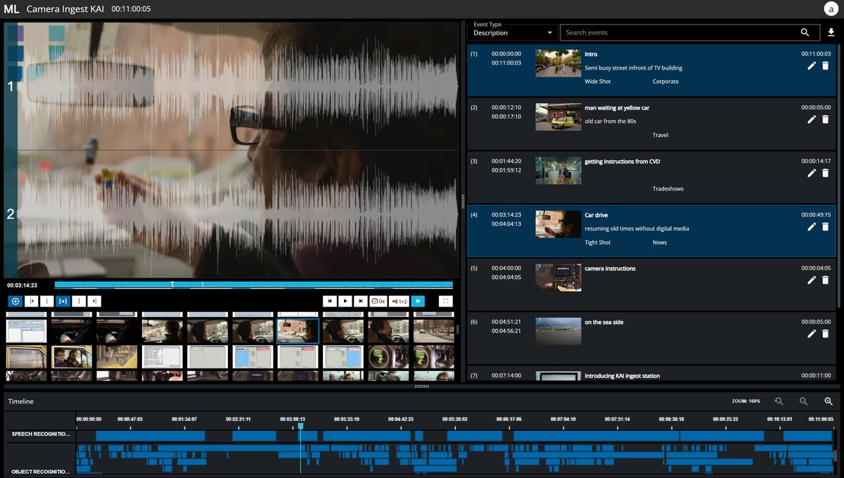Visualize audio waveforms and jump to positions using thumbnails.