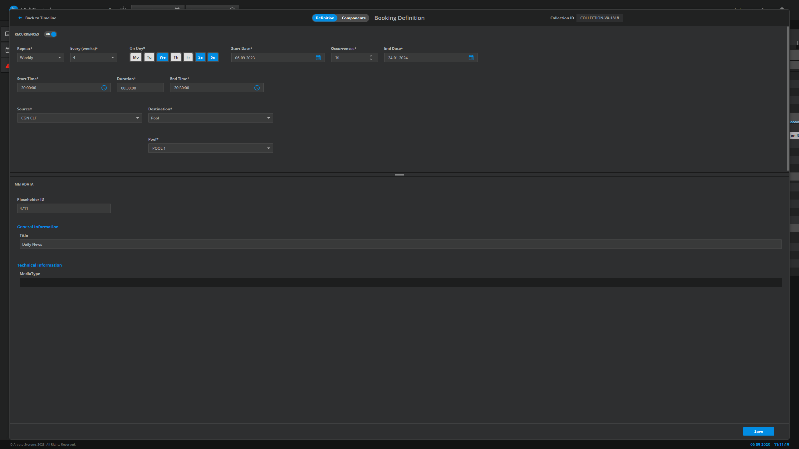 Define, specify, and add metadata at a booking level.