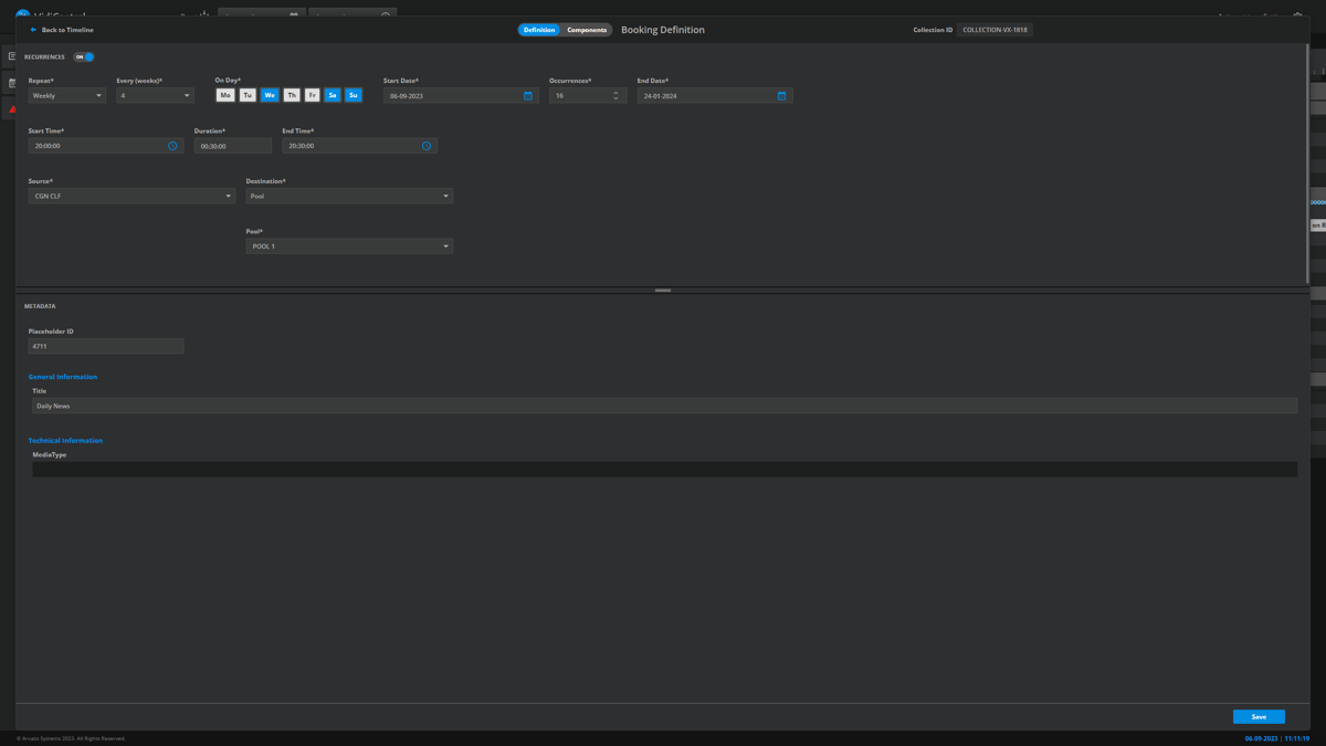 Define, specify, and add metadata at a booking level.